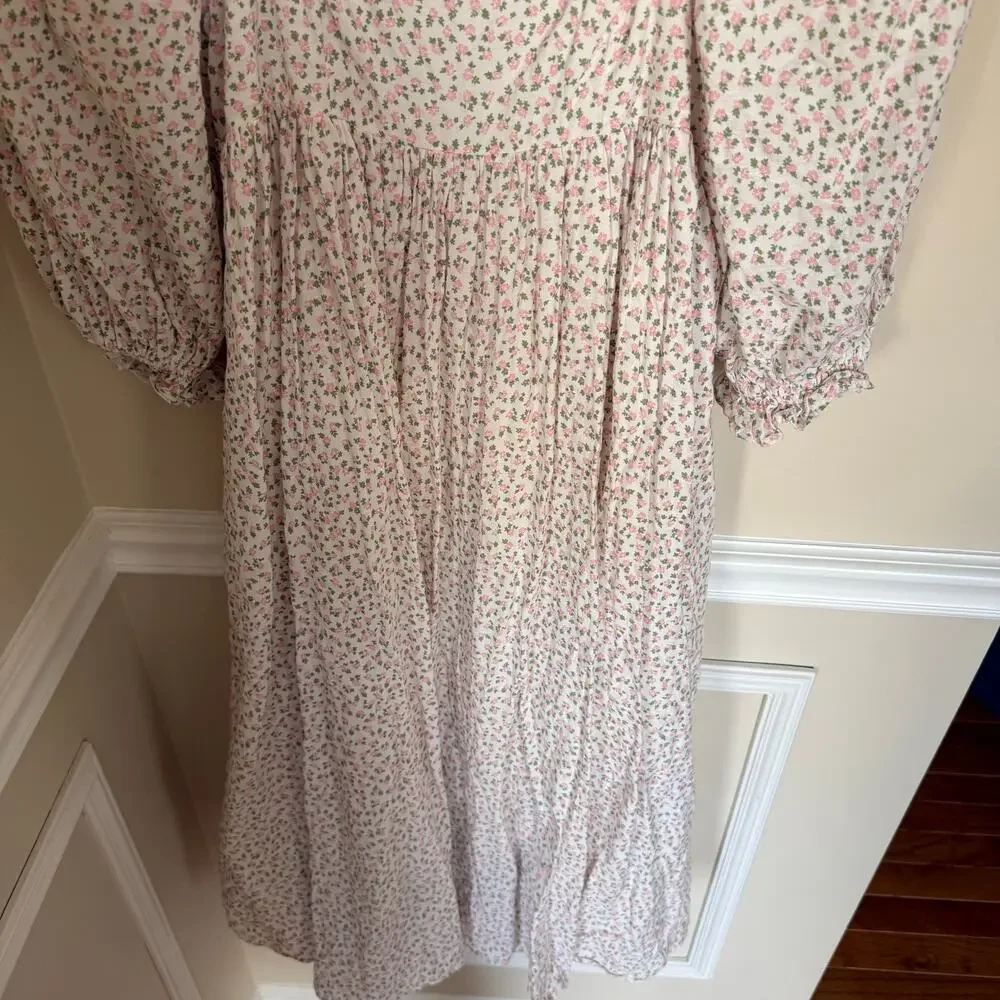 STORIA NWOT Floral Puff Sleeve Tiered Maxi Dress Summer Fairycore Preppy Boho - Picture 5 of 15